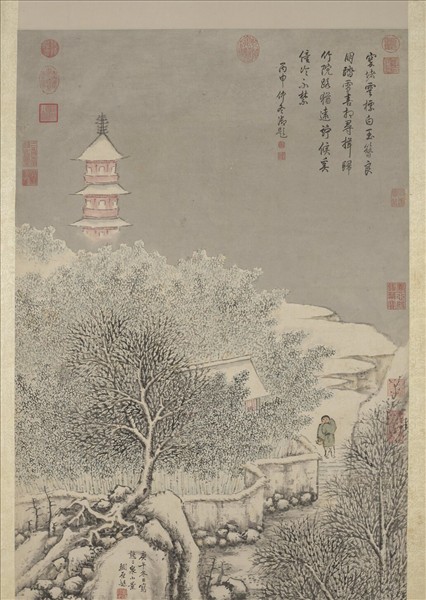 明劉原起畫雪景　軸