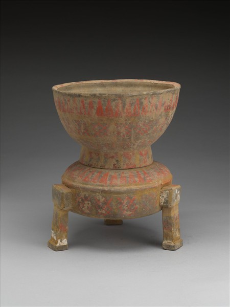 灰陶彩繪鼎、甗、壺