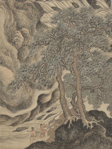 明丁雲鵬廬山高　軸