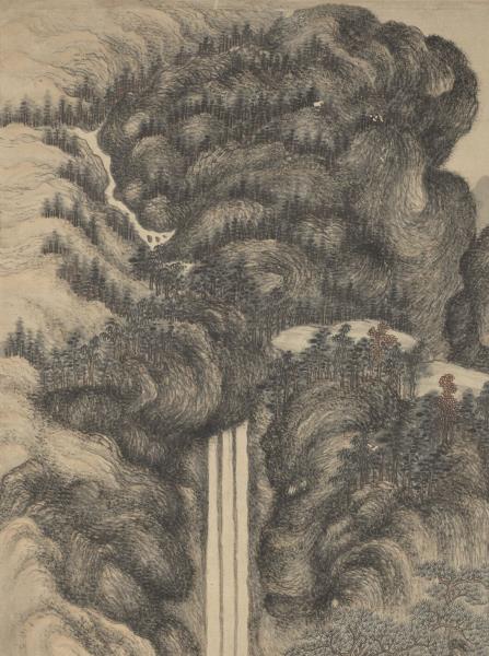 明丁雲鵬廬山高　軸