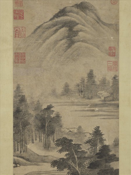 明董其昌青山倚艇圖　軸