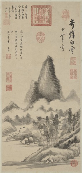 明董其昌奇峰白雲圖　軸