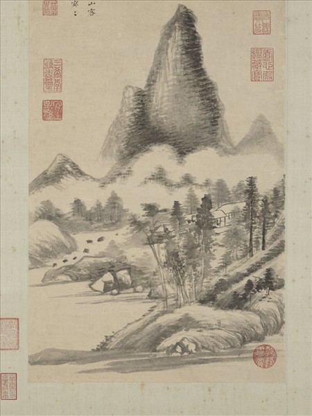 明董其昌奇峰白雲圖　軸