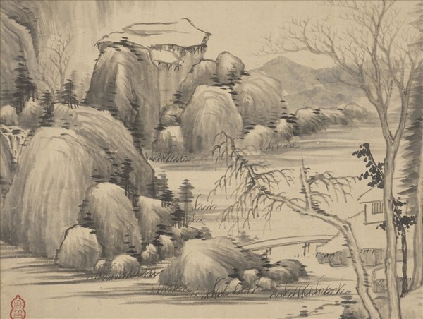 明董其昌秋林書屋圖　軸