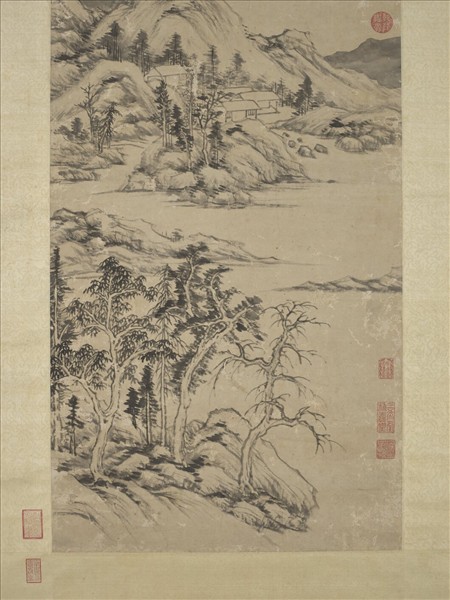 明董其昌倣倪瓚山陰丘壑圖　軸