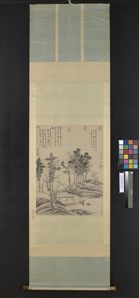 明董其昌臨倪瓚東岡草堂圖　軸