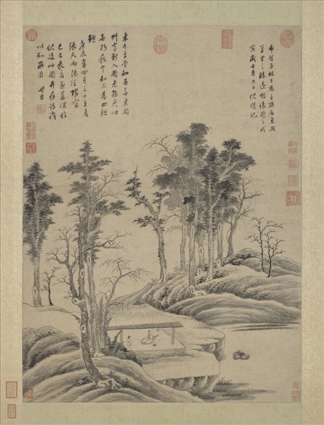 明董其昌臨倪瓚東岡草堂圖　軸