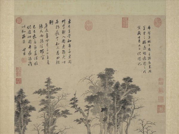 明董其昌臨倪瓚東岡草堂圖　軸