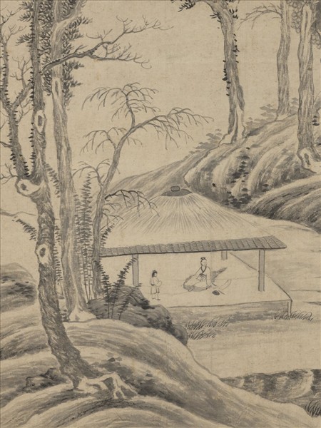 明董其昌臨倪瓚東岡草堂圖　軸