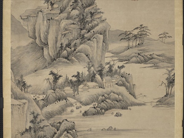 明程嘉燧秋溪疊嶂　軸