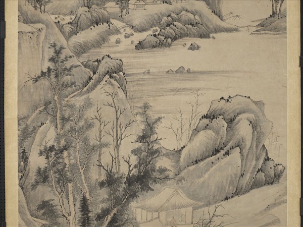 明程嘉燧秋溪疊嶂　軸