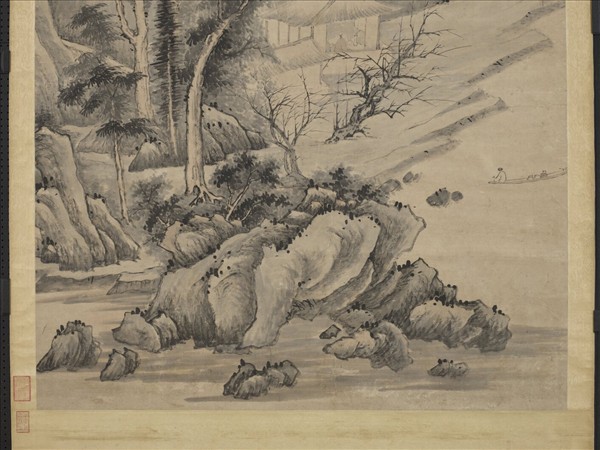 明程嘉燧秋溪疊嶂　軸