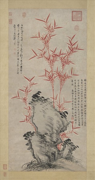 明倪元璐朱竹　軸