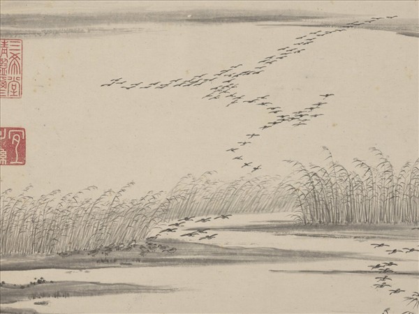 明項聖謨畫蘆雁　軸