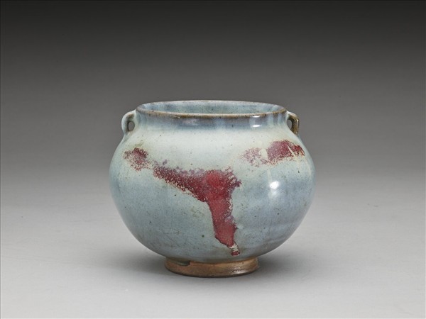 鈞窯 月白紫斑雙耳罐