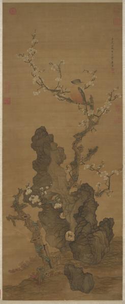 明陳洪綬畫梅花山鳥　軸