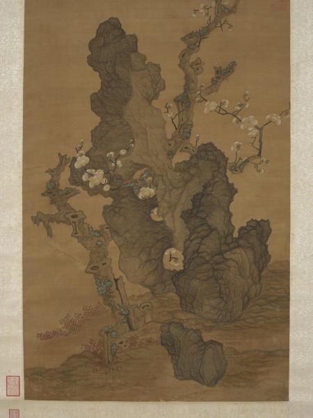 明陳洪綬畫梅花山鳥　軸