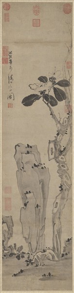 明陳洪綬畫卷石山茶　軸