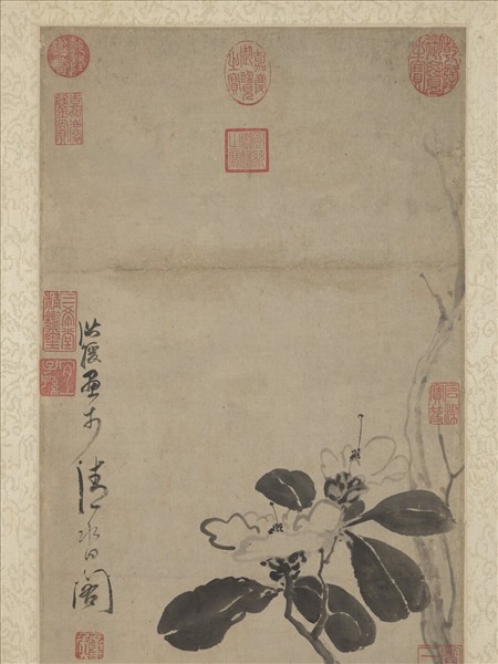 明陳洪綬畫卷石山茶　軸