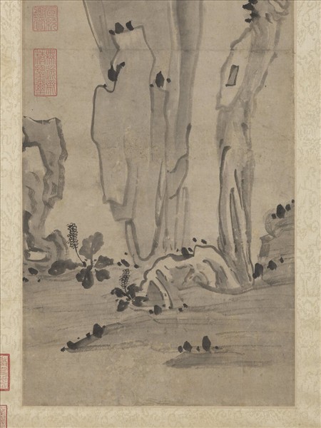 明陳洪綬畫卷石山茶　軸