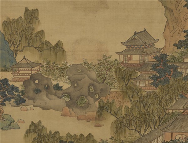 明劉度畫春山臺榭　軸