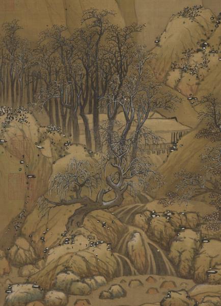 明藍瑛溪山雪霽　軸