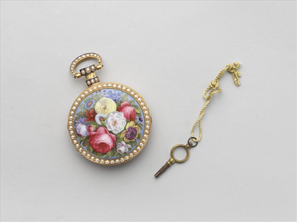 合金畫琺瑯花卉懷錶