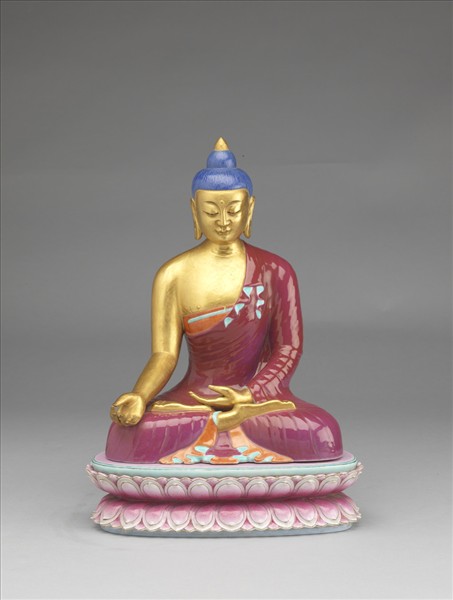 粉彩描金與願印佛像