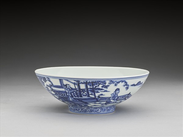 青花「秋夕」詩意圖碗