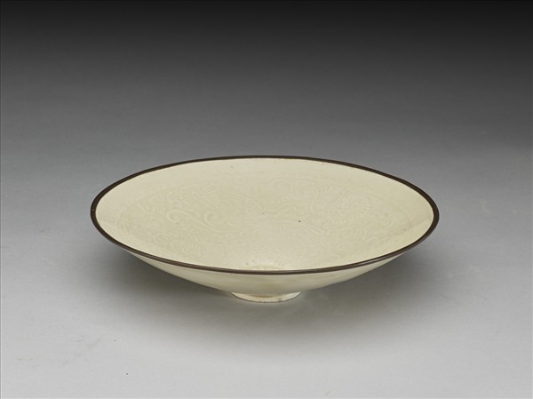 定窯 印花鳳凰花卉紋碗