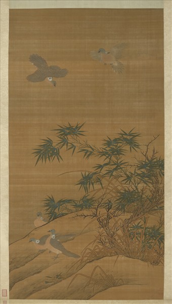 五代後蜀黃筌竹林鵓鴿圖　軸