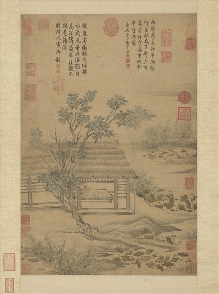 宋馬和之荷亭納爽　軸