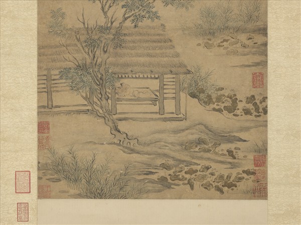 宋馬和之荷亭納爽　軸