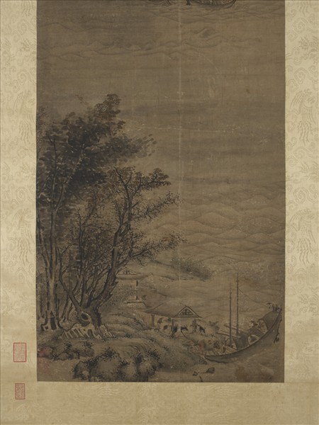 宋李唐秋江待渡　軸