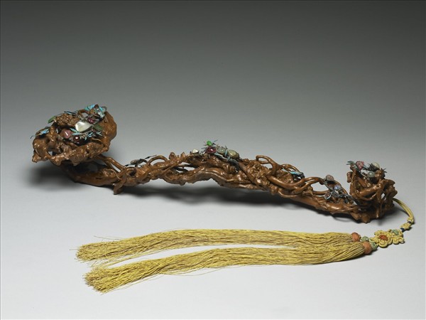 木根鑲珠寶如意