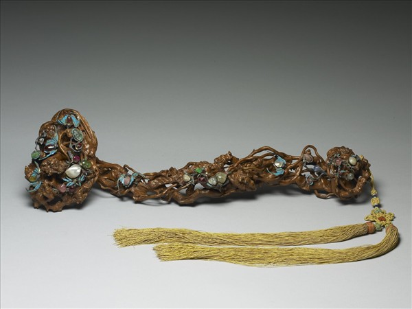 木根鑲珠寶如意