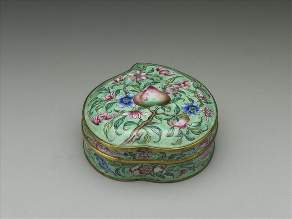 銅胎畫琺瑯桃形盒
