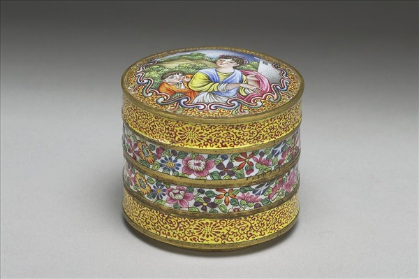 銅胎畫琺瑯高裝圓盒