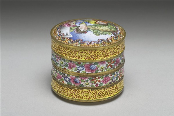銅胎畫琺瑯高裝圓盒