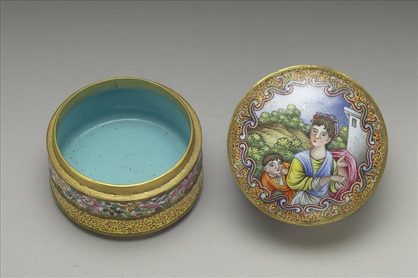 銅胎畫琺瑯高裝圓盒