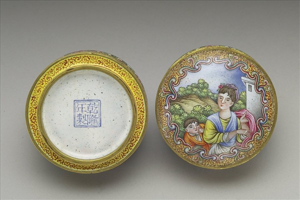 銅胎畫琺瑯高裝圓盒