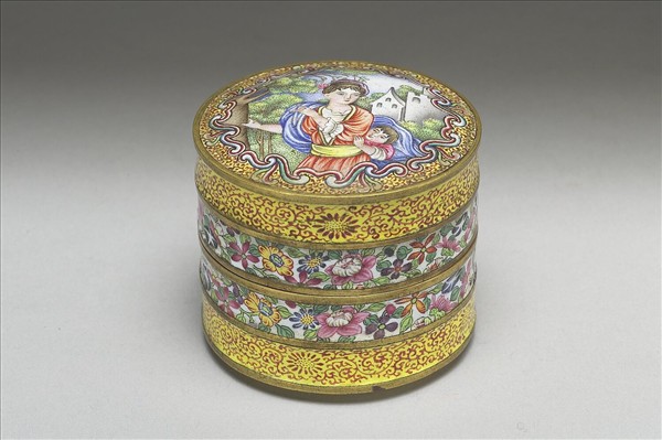 銅胎畫琺瑯高裝圓盒