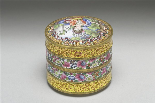 銅胎畫琺瑯高裝圓盒