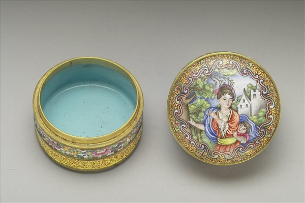 銅胎畫琺瑯高裝圓盒