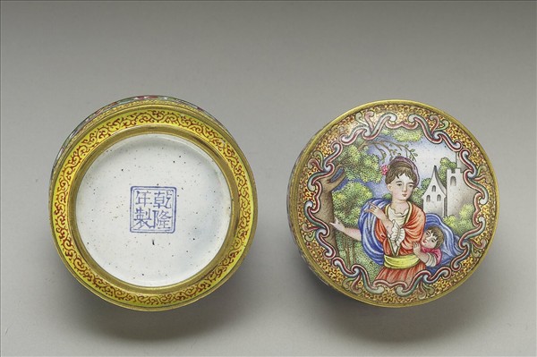 銅胎畫琺瑯高裝圓盒