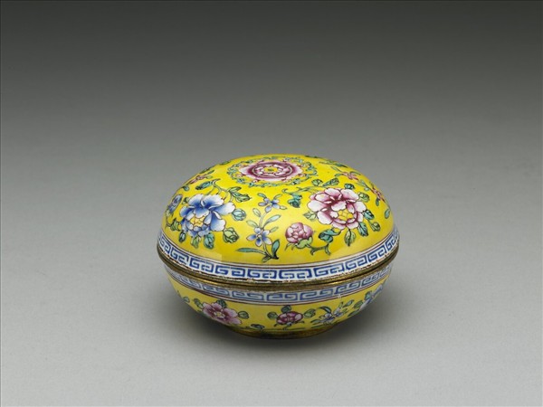 銅胎畫琺瑯折枝花圓盒