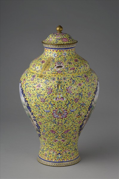 銅胎畫琺瑯黃色蓋罐
