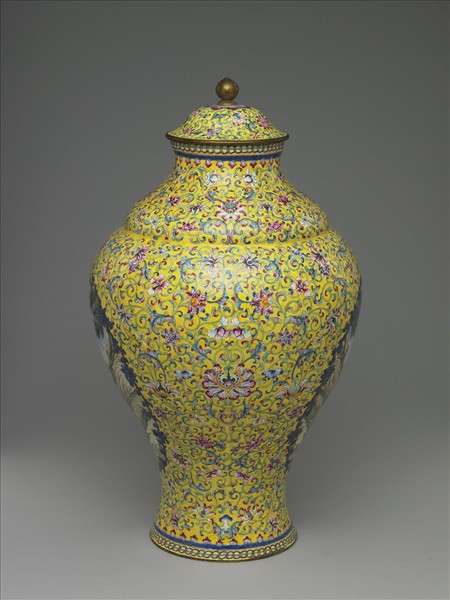銅胎畫琺瑯黃色蓋罐