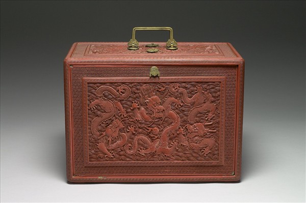 剔紅雲龍紋帶屜長方提匣