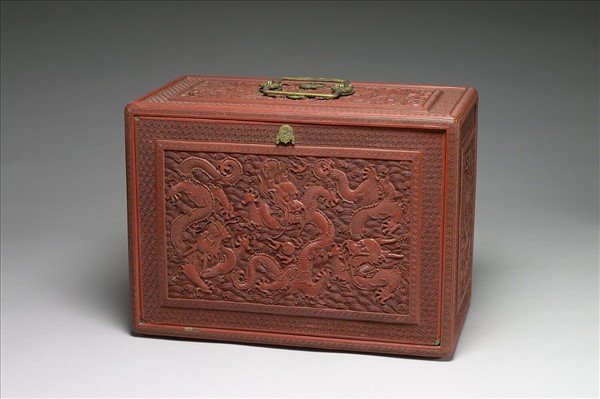 剔紅雲龍紋帶屜長方提匣